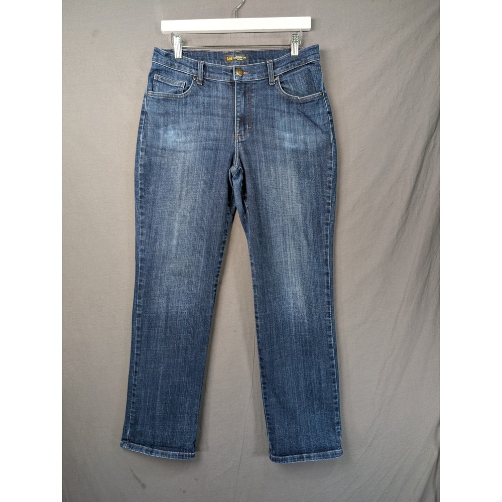 Lee Womens Relaxed Fit Straight Leg Mid Rise Jeans Blue 10 Medium